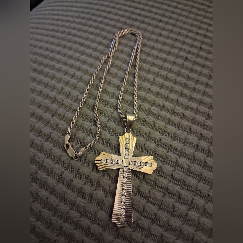 925 Sterling Silver Italy Chain & Pendant Cross